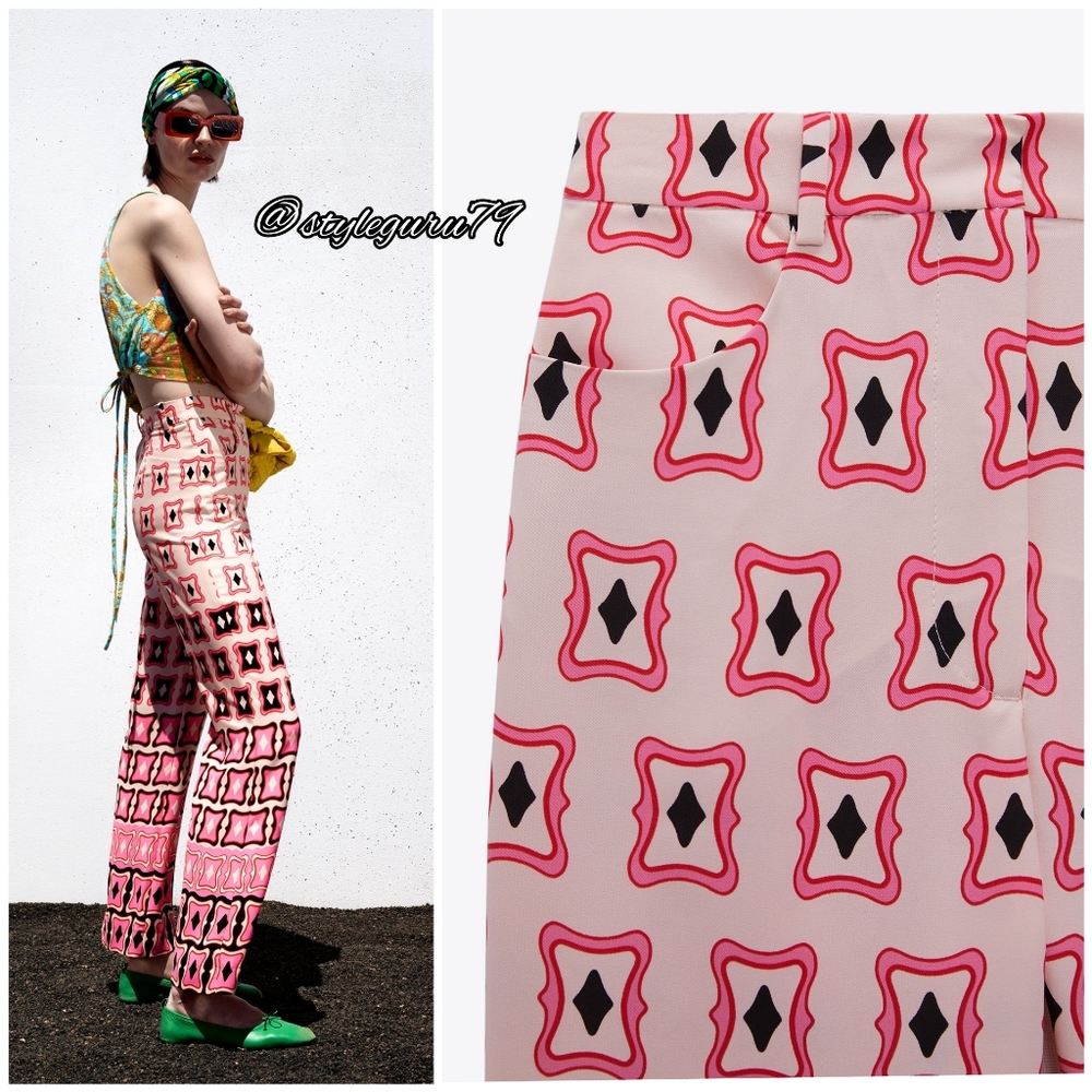 NWT, ZARA, High Waisted Printed Trousers - Picture 3 of 5